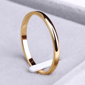 Titanium Steel 2mm Thin Polished Band Hypoallergen